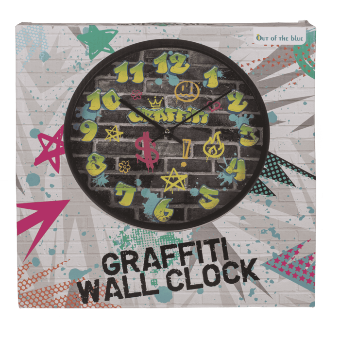 Zegar Ścienny Graffiti – Kolorowy, Miejski Design do Pokoju i Baru  (1).png