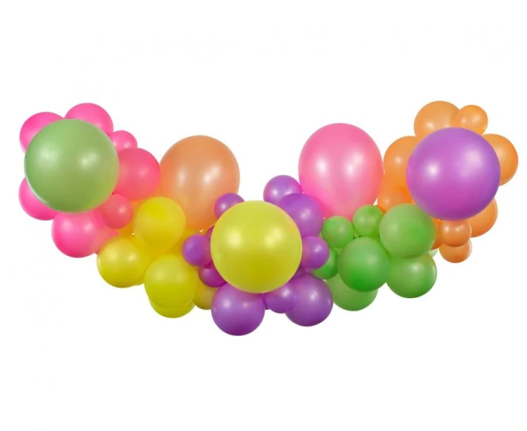 Zestaw do girlandy balonowej DIY fluorescencyjnej – 65 balonów + taśma