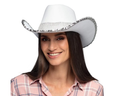 Biały kapelusz Girls Party – imprezowy, uniwersalny, 56 cm