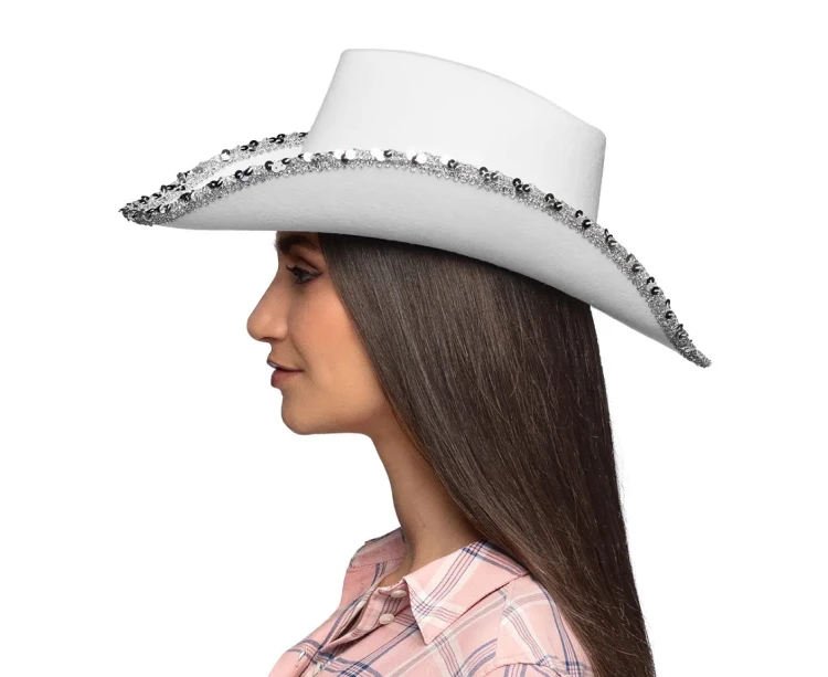 Biały kapelusz Girls Party – imprezowy, uniwersalny, 56 cm