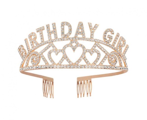 Opaska metalowa Birthday Girl – rosegold, uniwersalna, 1 szt.