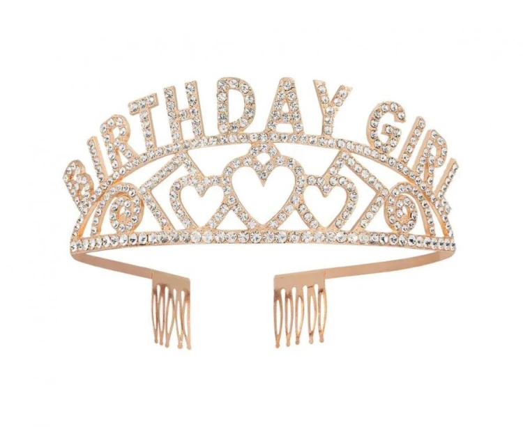 Opaska metalowa Birthday Girl – rosegold, uniwersalna, 1 szt.