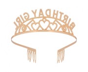 Opaska metalowa Birthday Girl – rosegold, uniwersalna, 1 szt.