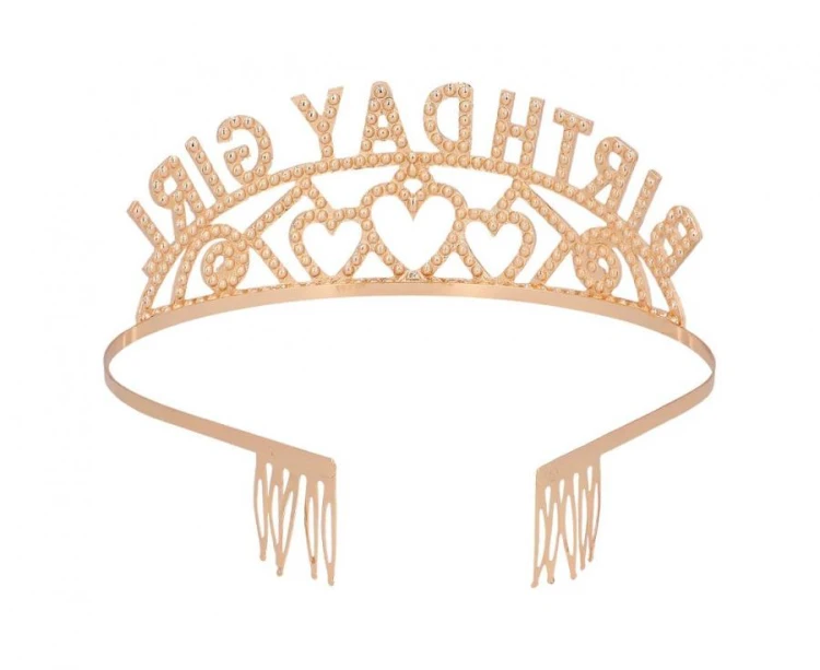 Opaska metalowa Birthday Girl – rosegold, uniwersalna, 1 szt.