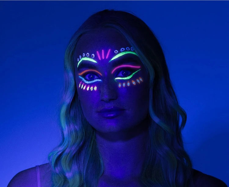 Zestaw do malowania twarzy UV Neon – 4 kolory + aplikator