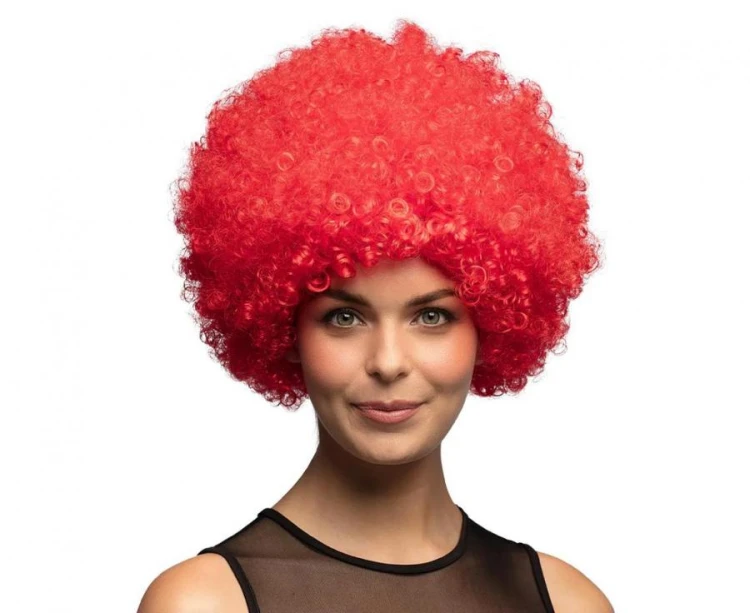 Czerwona peruka afro – kręcone loki na imprezę, festiwal, przebranie