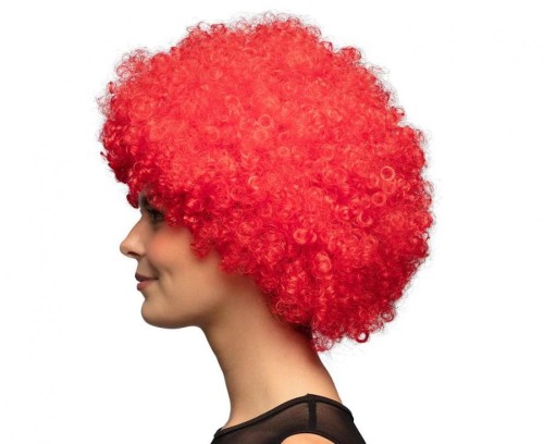 Czerwona peruka afro – kręcone loki na imprezę, festiwal, przebranie