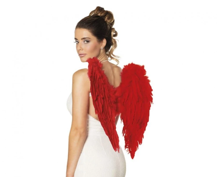 Duże czerwone skrzydła anioła 50x50 cm na karnawał, przebranie