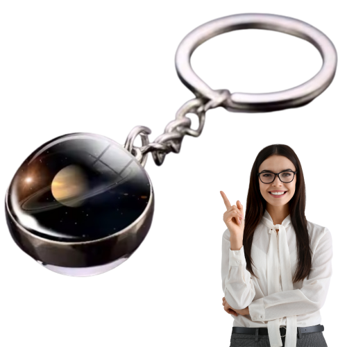 Brelok Saturn Szklana Kula z Ilustracją Planety, średnica 2 cm.png