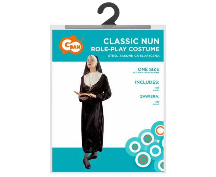 Strój zakonnicy dla dorosłych – klasyczny kostium, uniwersalny rozmiar