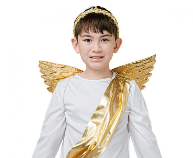 Strój Aniołka dla chłopca 120/130 cm – szata, skrzydła i opaska