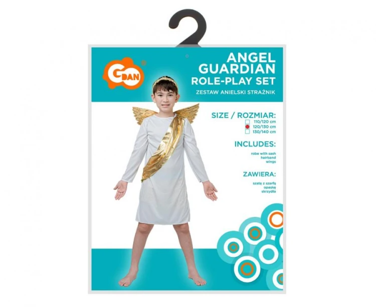 Strój Aniołka dla chłopca 120/130 cm – szata, skrzydła i opaska