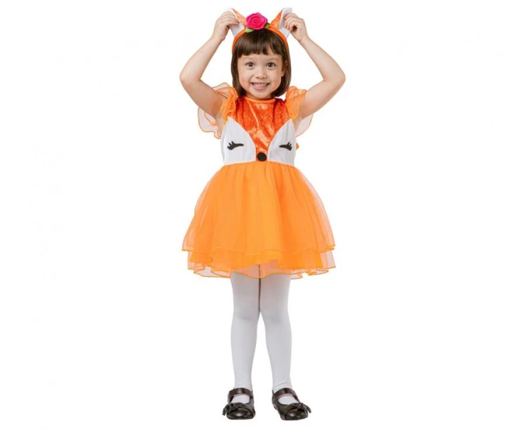 Strój Lisiczki dla dziewczynki 92/104 cm – Sukienka i opaska pomarańczowa