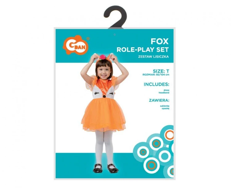 Strój Lisiczki dla dziewczynki 92/104 cm – Sukienka i opaska pomarańczowa