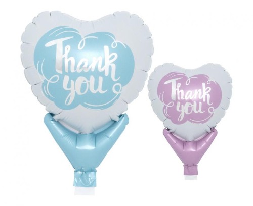 Balon Serce 5" Thank You na Patyczek – Zestaw 10 szt. do Dekoracji