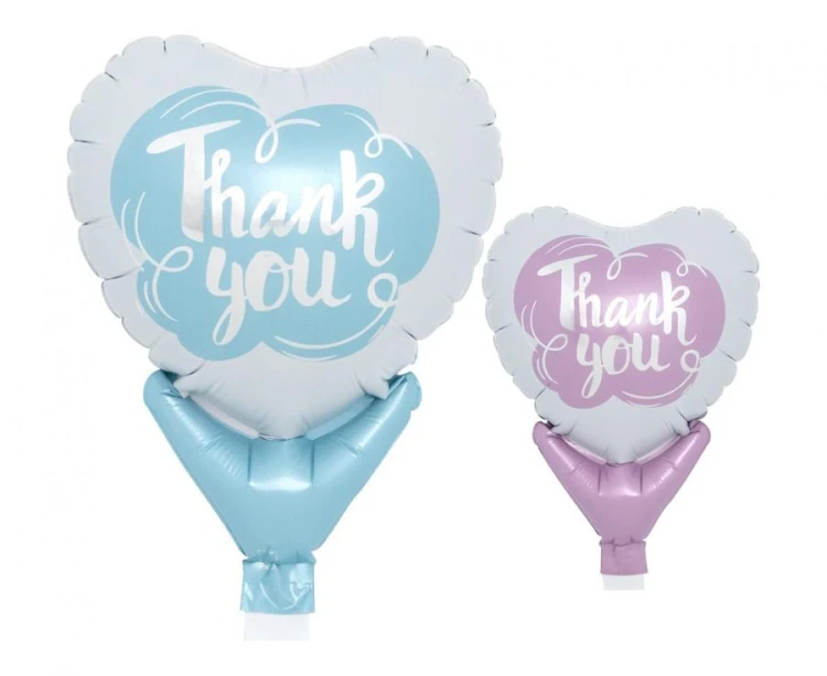 Balon Serce 5" Thank You na Patyczek – Zestaw 10 szt. do Dekoracji
