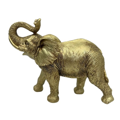 Złoty słoń z trąbą do góry – figurka szczęścia i dobrobytu 17 cm  (1).jpg
