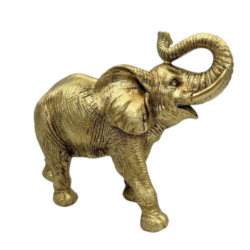 Złoty słoń z trąbą do góry – figurka szczęścia i dobrobytu 17 cm  (2).jpg