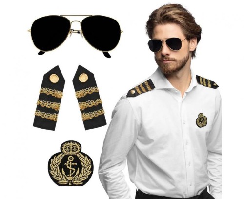 Zestaw Kapitan – Okulary, Odznaka i Pagony na Imprezę Tematyczną