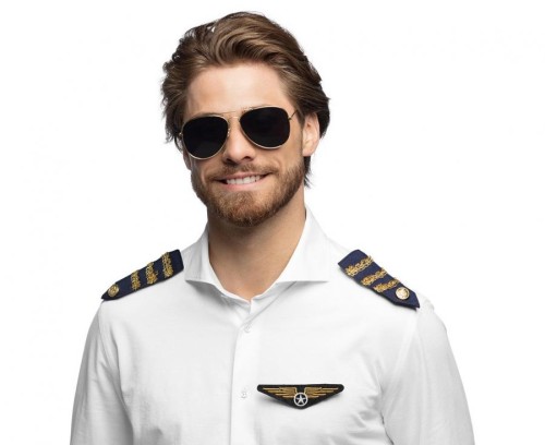 Zestaw Pilota – Okulary, Pagony i Odznaka w Czarnym Kolorze