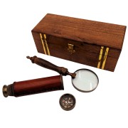 Zestaw Retro Podróżnika – Luneta, Kompas i Lupa w Drewnianym Pudełku  (6).jpg