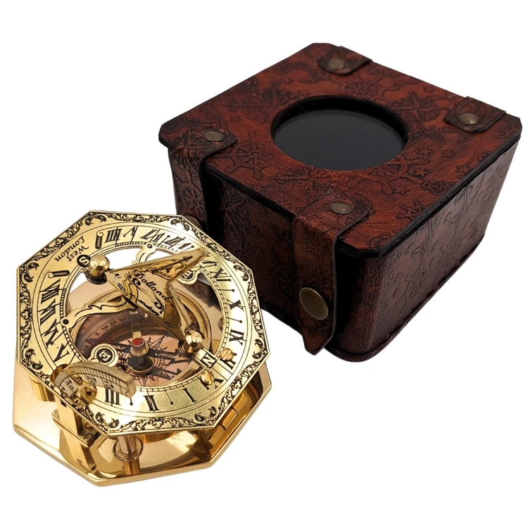 Mosiężny Kompas Retro w Skórzanym Etui – Symbol Przygody i Stylu  (1).jpg