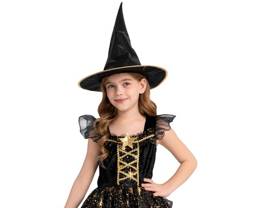 Strój Czarownicy dla Dziewczynki 120/130 cm – Sukienka i Kapelusz