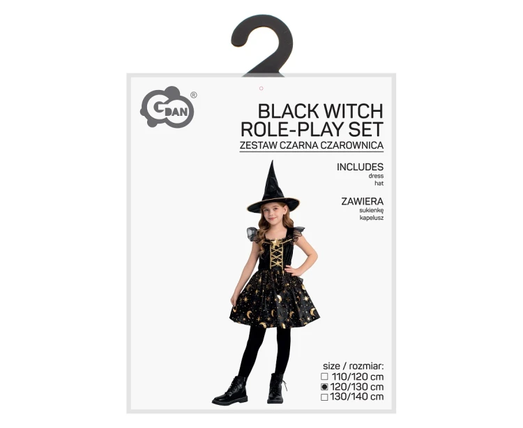 Strój Czarownicy dla Dziewczynki 120/130 cm – Sukienka i Kapelusz