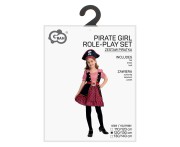 Strój Piratki dla Dziewczynki 120/130 cm – Sukienka, Kapelusz, Pasek