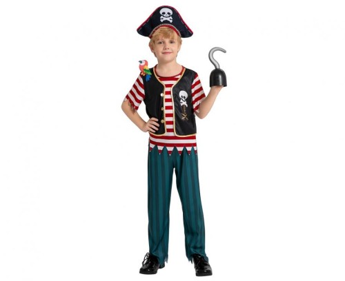 Strój Pirata dla Chłopca 130/140 cm – Bluzka, Spodnie, Kapelusz, Papuga
