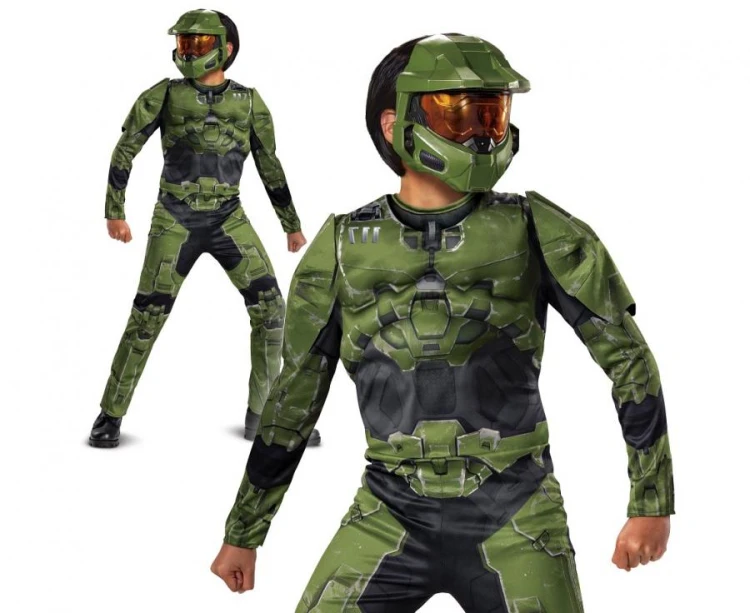 Strój Master Chief Halo dla Chłopca 7-8 lat z Półotwartym Hełmem