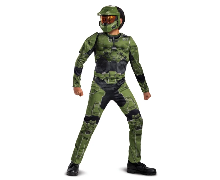 Strój Master Chief Halo dla Chłopca 7-8 lat z Półotwartym Hełmem