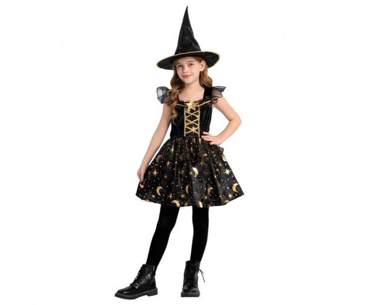 Strój czarownicy dla dziewczynki 130/140 cm – idealny na Halloween