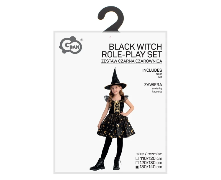 Strój czarownicy dla dziewczynki 130/140 cm – idealny na Halloween