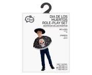 Strój Dia de los Muertos dla dzieci 120/130 cm – ponczo i kapelusz