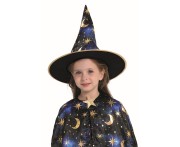 Strój niebieskiej czarodziejki dla dzieci 92/104 cm – peleryna i kapelusz