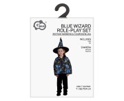 Strój niebieskiej czarodziejki dla dzieci 92/104 cm – peleryna i kapelusz