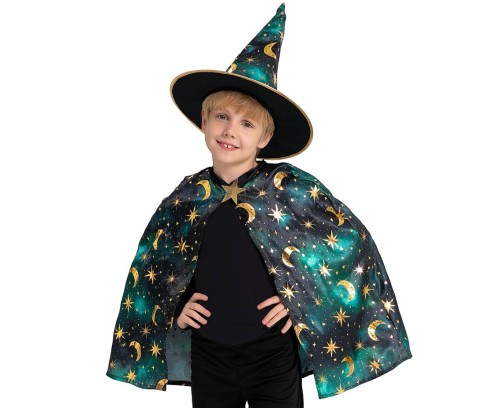 Zestaw czarodzieja dla dzieci 110/120 cm – peleryna i kapelusz