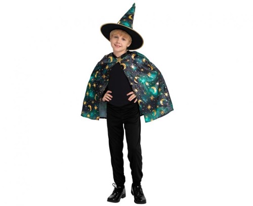 Zestaw czarodzieja dla dzieci 120/130 cm – peleryna i kapelusz