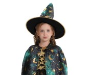 Strój zielonej czarodziejki dla dzieci 92/104 cm – peleryna i kapelusz