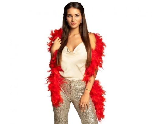 Boa z czerwonych piór 180 cm – elegancki dodatek do stylizacji