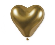 Balony serca złote chromowane 30 cm – 25 sztuk na dekoracje