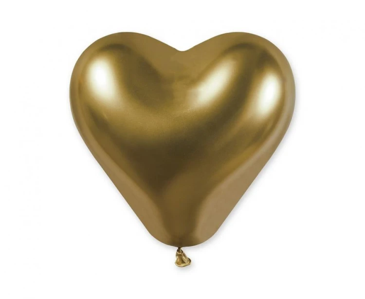 Balony serca złote chromowane 30 cm – 25 sztuk na dekoracje
