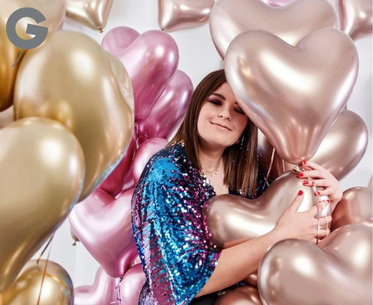 Balony serca złote chromowane 30 cm – 25 sztuk na dekoracje