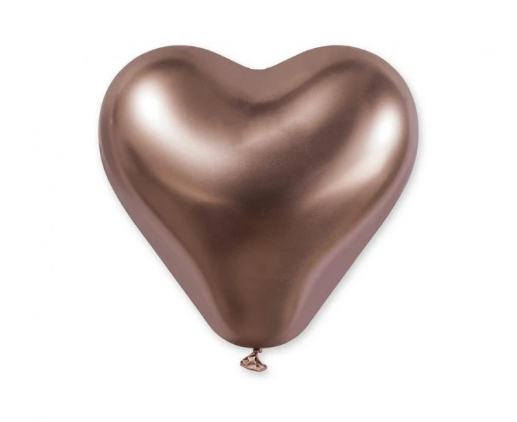 Balony serca różowo-złote chromowane 30 cm – 25 sztuk dekoracyjnych