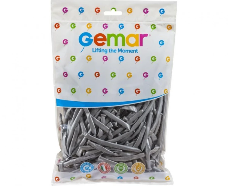 Balony modelina srebrne metaliczne 5 cm – 100 sztuk do modelowania