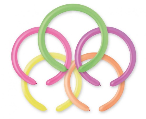 Balony modelina fluor 5 cm – 100 szt. różnokolorowych rurek