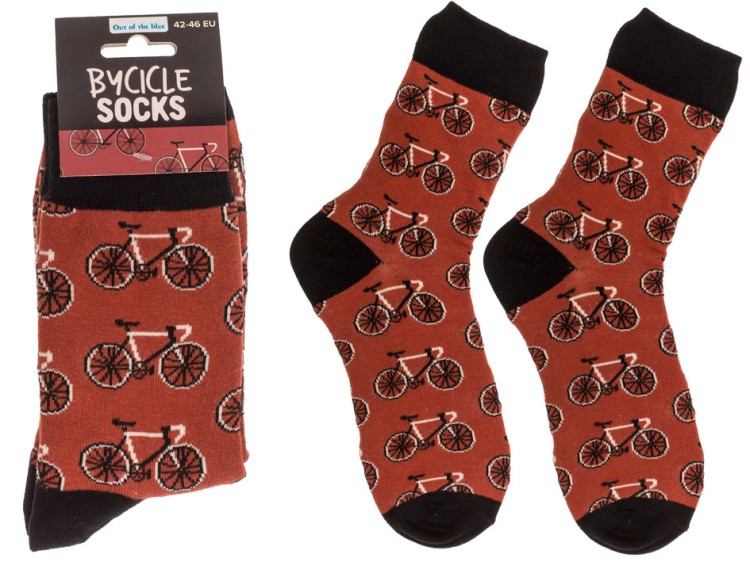 Skarpetki rowerowe 42–46 – ceglasto-czerwone z motywem roweru  (1).jpg