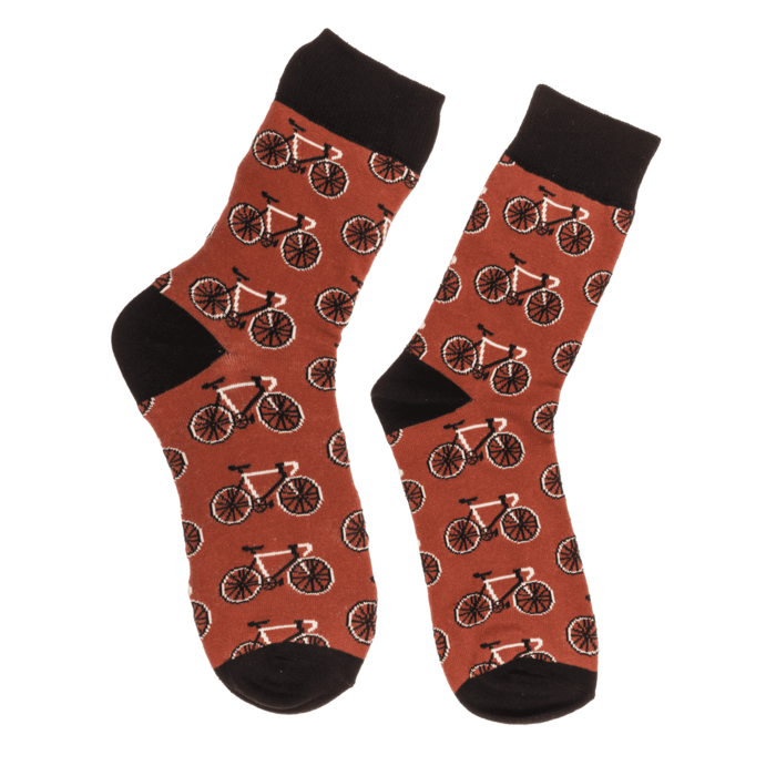 Skarpetki rowerowe 42–46 – ceglasto-czerwone z motywem roweru  (2).png