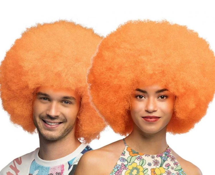 Peruka Sugar – neonowe pomarańczowe afro na imprezy i karnawał
